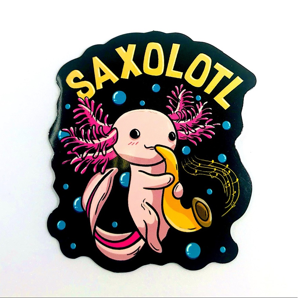 Sax Axolotl Crazy Trending WaterProof Single Decor Accent Sticker